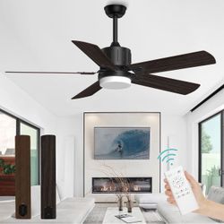 Ceiling Fans with Lights and Remote, 52 Inch Black Fan with Light, Indoor/Outdoor Ceiling Fan for Patio, Bedroom, Farmhouse