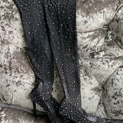 Knee High Sheer Sparkly Boots