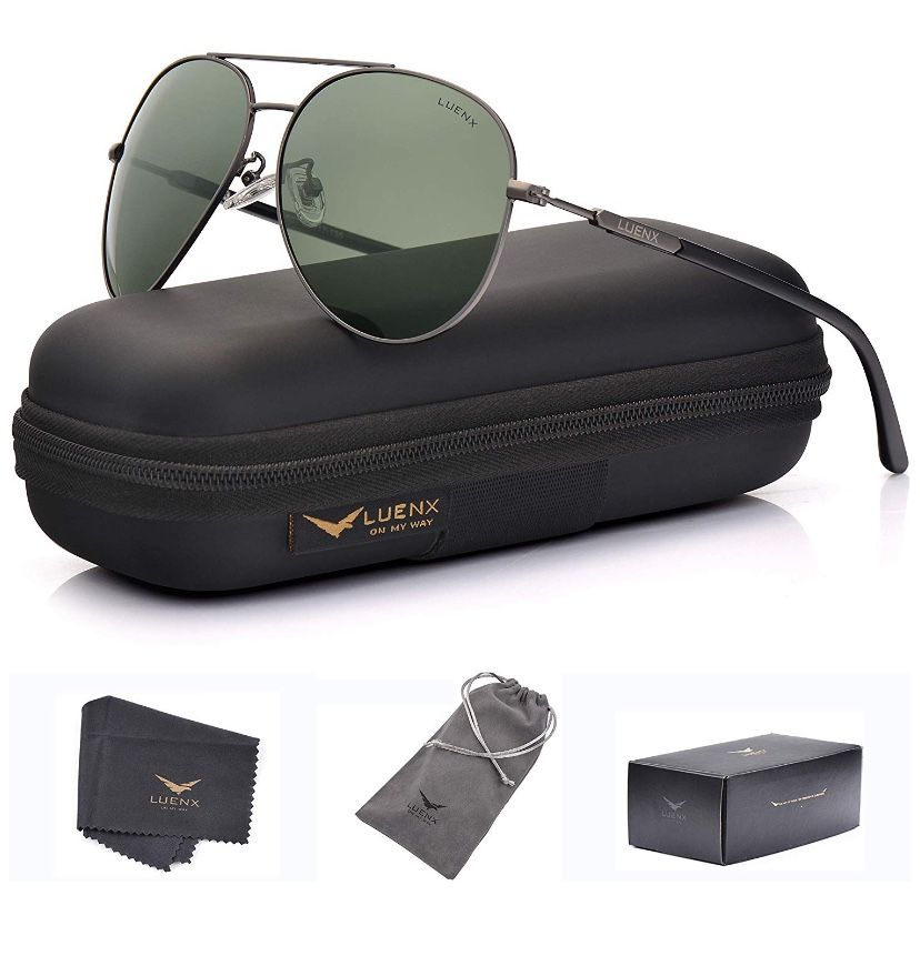 LUENX Polarized Aviator Sunglasses for Men Women (Green)