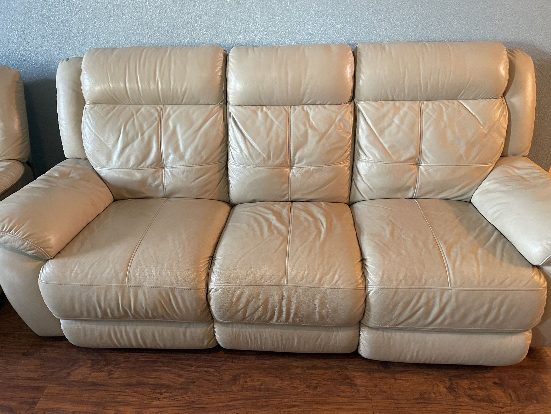 Leather sofa and recliner