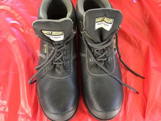 Men’s new safety jogger black heavy duty leather boots