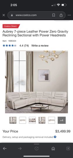 Aubrey 7-piece Leather Power Zero Gravity Reclining Sectional with Power Headrests