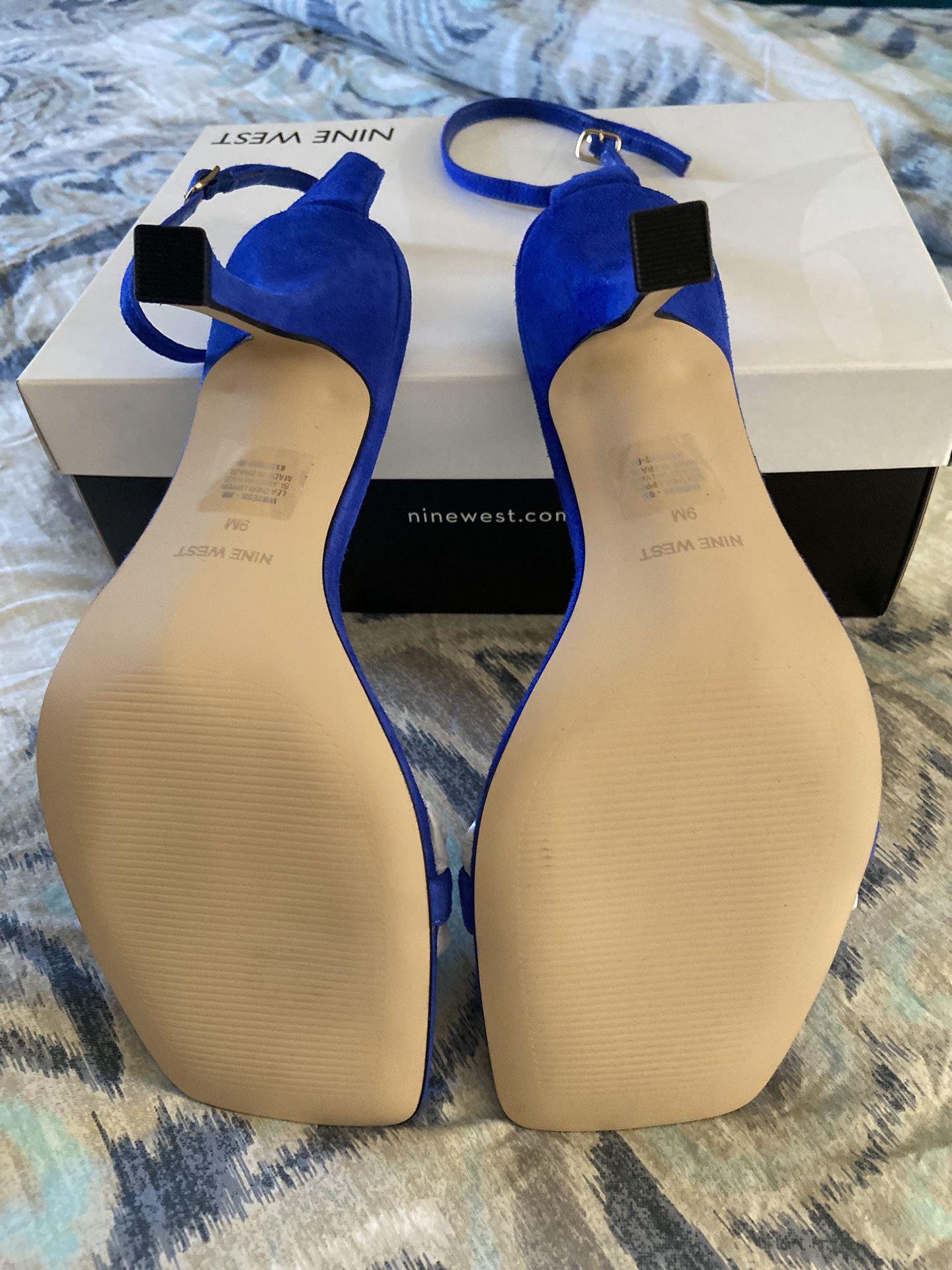 Beautiful Blue Suede Ankle Strap Sandal