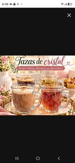 Set de 4Tazas de cristal princess house