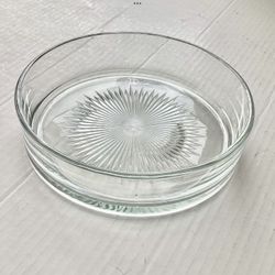 1950s Large Clear Glass Sunburst Pattern Ashtray / Trinket Bowl / Candy Dish 7” Diameter