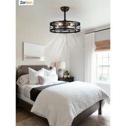 22”  fandelier caged ceiling fan with light