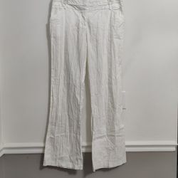 White Wide Leg Ribbed Dress Pants