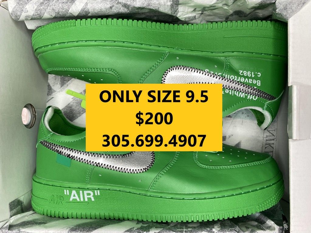 OFF WHITE NIKE AIR FORCE LOW AF1 BROOKLYN GREEN SPARK BLACK NEW