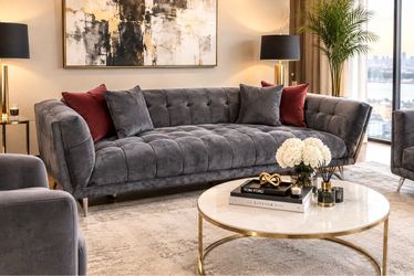 NEW SOFA CHARCOAL VELVET 90x36
