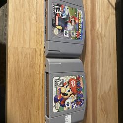 N64 Mario Cart And Mario Party 1 Authentic Original Cartridges 