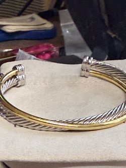David Yurman cuff gold 18 Kt and sterling silver cuff bracelet large