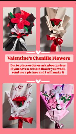 Valentine's Chenille Flowers