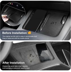 Wireless Charging Silicone Pad for Tesla Model 3/Y - Anti-Slip. Carbon fiber look.   Protect your suede charging pad from spills and scratches.