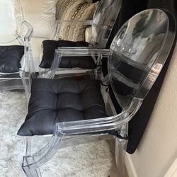 4 Clear Translucent Arm Chairs 