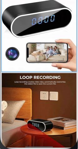 Wireless Clock Camera  Camera HD 1080P Security Cams With Night Vison And Motion Detection For Home/Office/