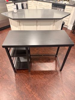 Black Desk with Storage Shelves