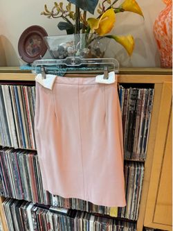 PRICE DROP: CUSTOM MADE (7/8 but runs small) lined, pale pink LEATHER skirt.