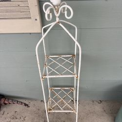 Vintage 2 tier plant stand shabby chic farmhouse bird top