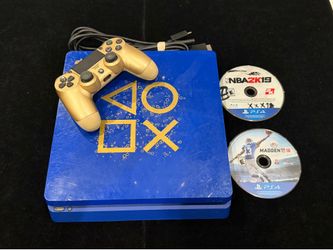 Sony PlayStation 4 Slim Cobalt Blue Days of Play CUH-2115B 1TB + 1 Controller + 2 Games (POST NINTENDO ERA)