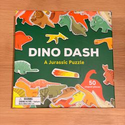 Dino Dash: A Jurassic Puzzle with 50 Shaped Pieces Excellent Condition
