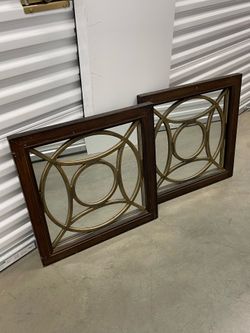 2 brown squared mirrors