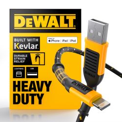 DeWalt USB-A to Lightning Braided Cable, 4-ft