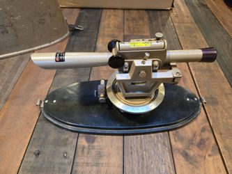 Vintage Powr-Kraft 84-6463 Transit Surveyor with case and two wood rulers