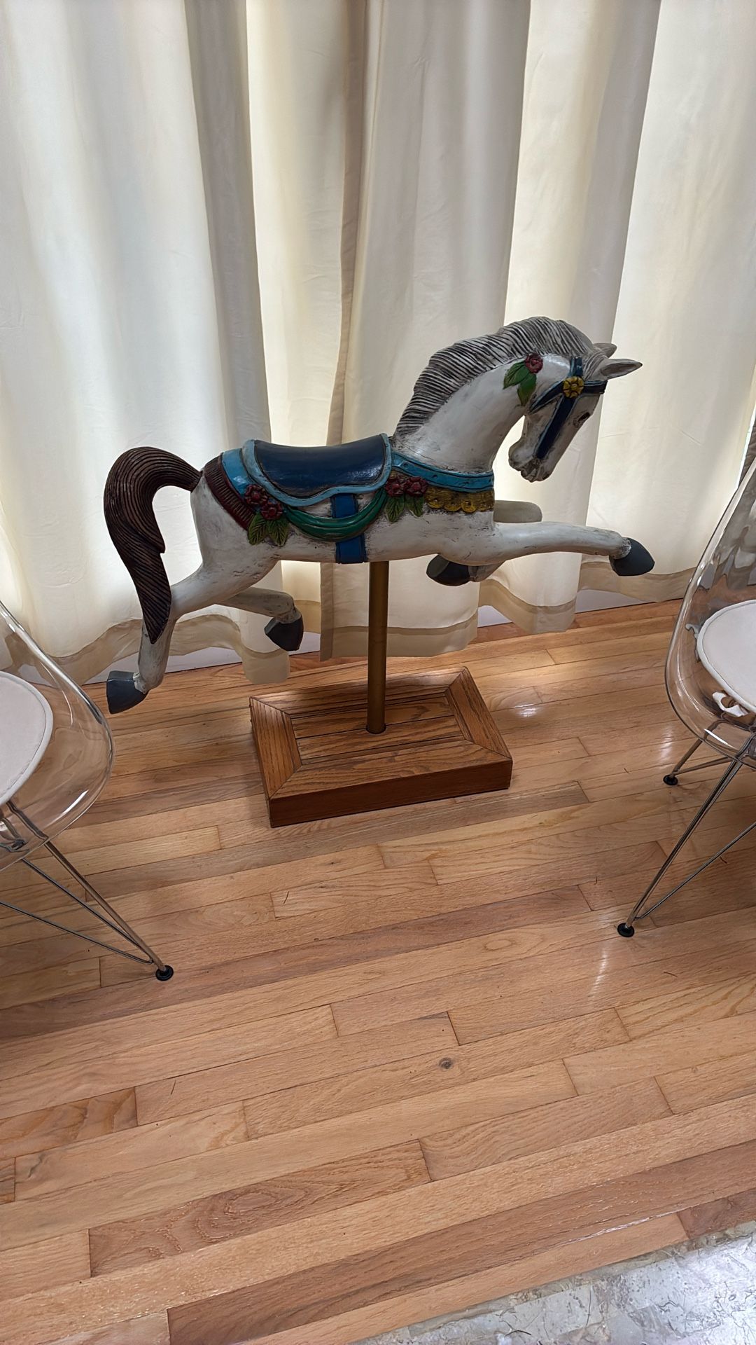 Vintage Wood Carousel Horse With Stand