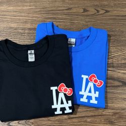 Hello Kitty Bow On LA Dodgers T-shirt