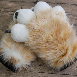 Light Brown Puffy Fursuit Paws Cosplay