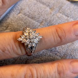 Vintage sterling cz cluster cocktail ring sz 7