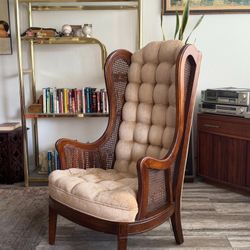 Gorgeous Vintage Cane Wingback Arm Chair
