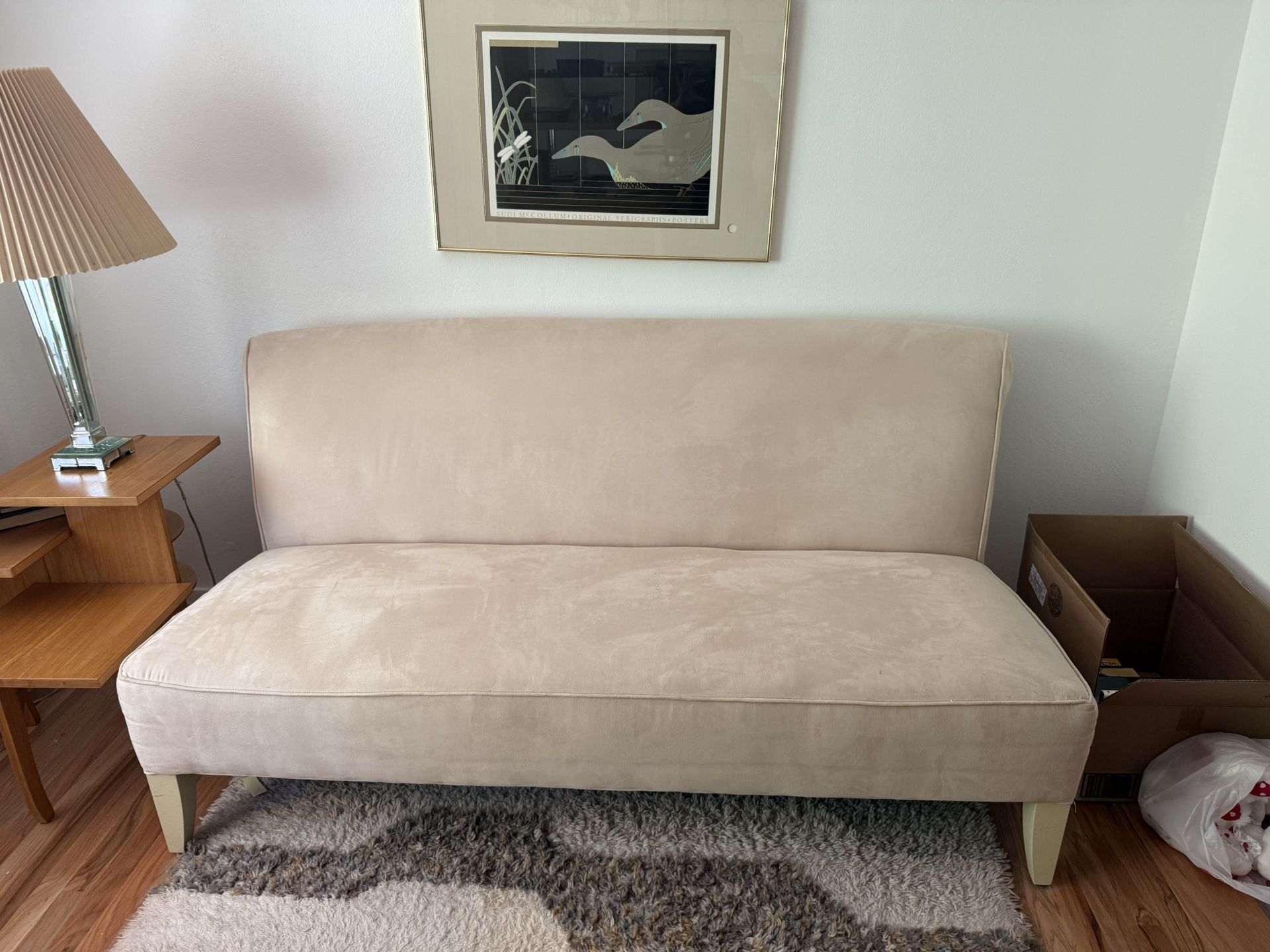 70” Cream Armless Loveseat