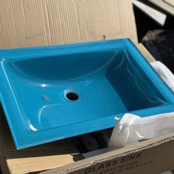 Turquoise Glass Bathroom Sink (2x)