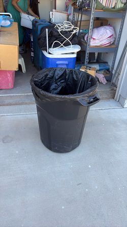 Large Black Plastic Trash Can