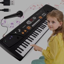 M SANMERSEN Kids Piano Keyboard with Microphone, Portable Electronic Keyboard with MP3 Function/ Led Display 61 Keys Musical Piano Toys for Boys Girls