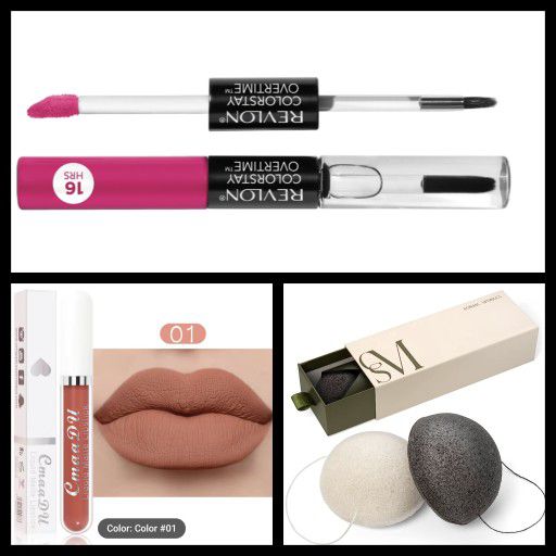 Lipsticks And Cleansing Sponge 
