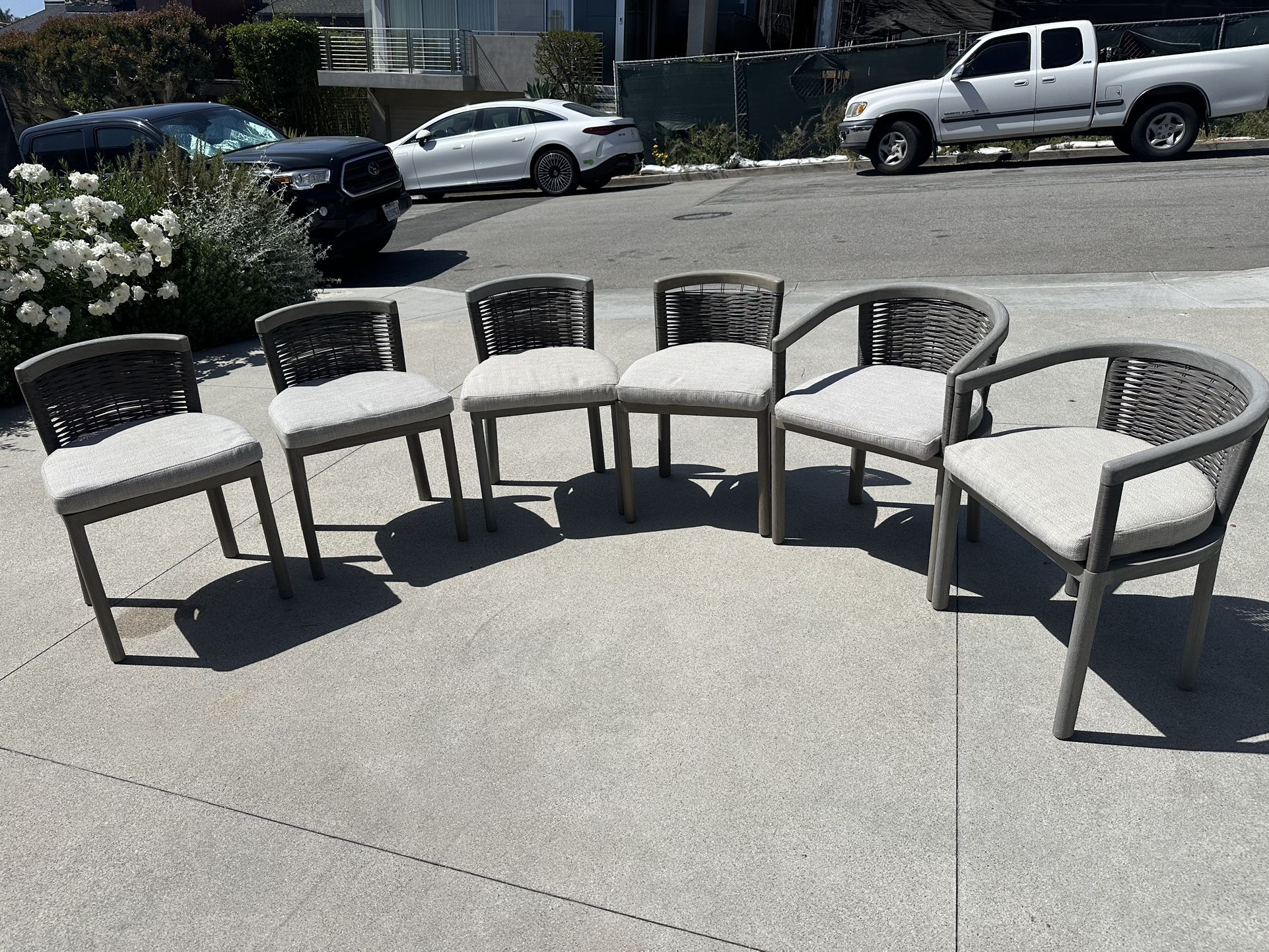 6 Grey Wicker Outdoor Furniture Patio Chairs Set