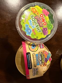 Dumpling (real) and Dino bucket