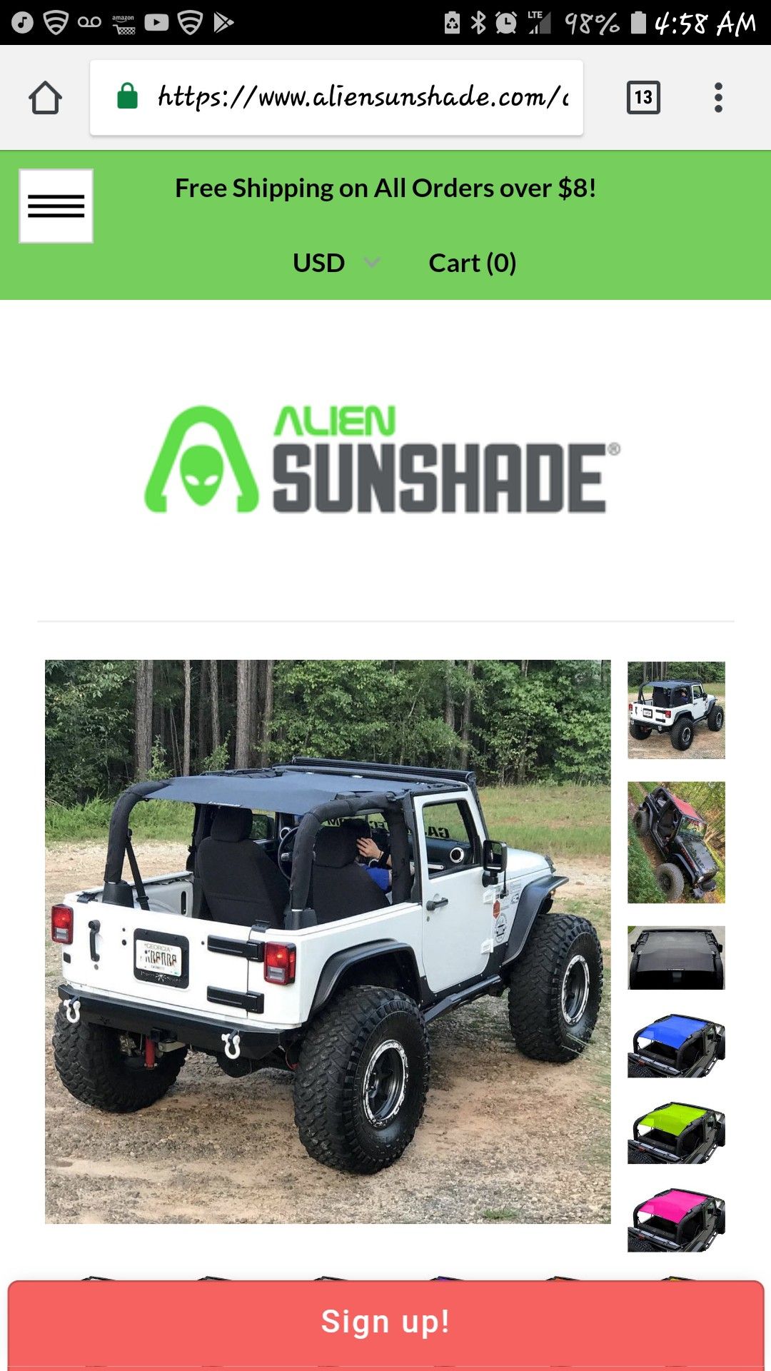 Jeep Wrangler Sun Shade