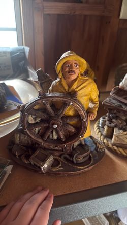 Fisherman at Ship's Wheel Resin Figurine