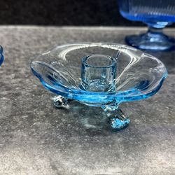 Beautiful Blue Glass Candle Holders!