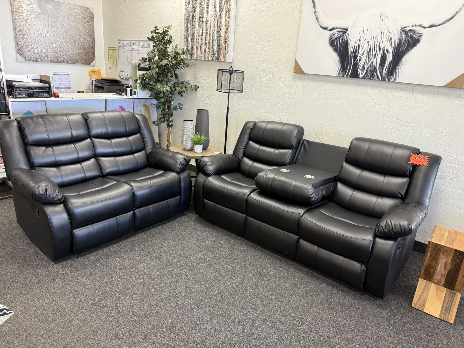 Black Leather Reclining Sofa And Loveseat