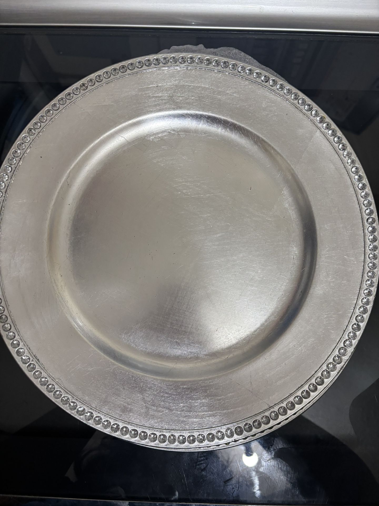 silver chargers with diamonds