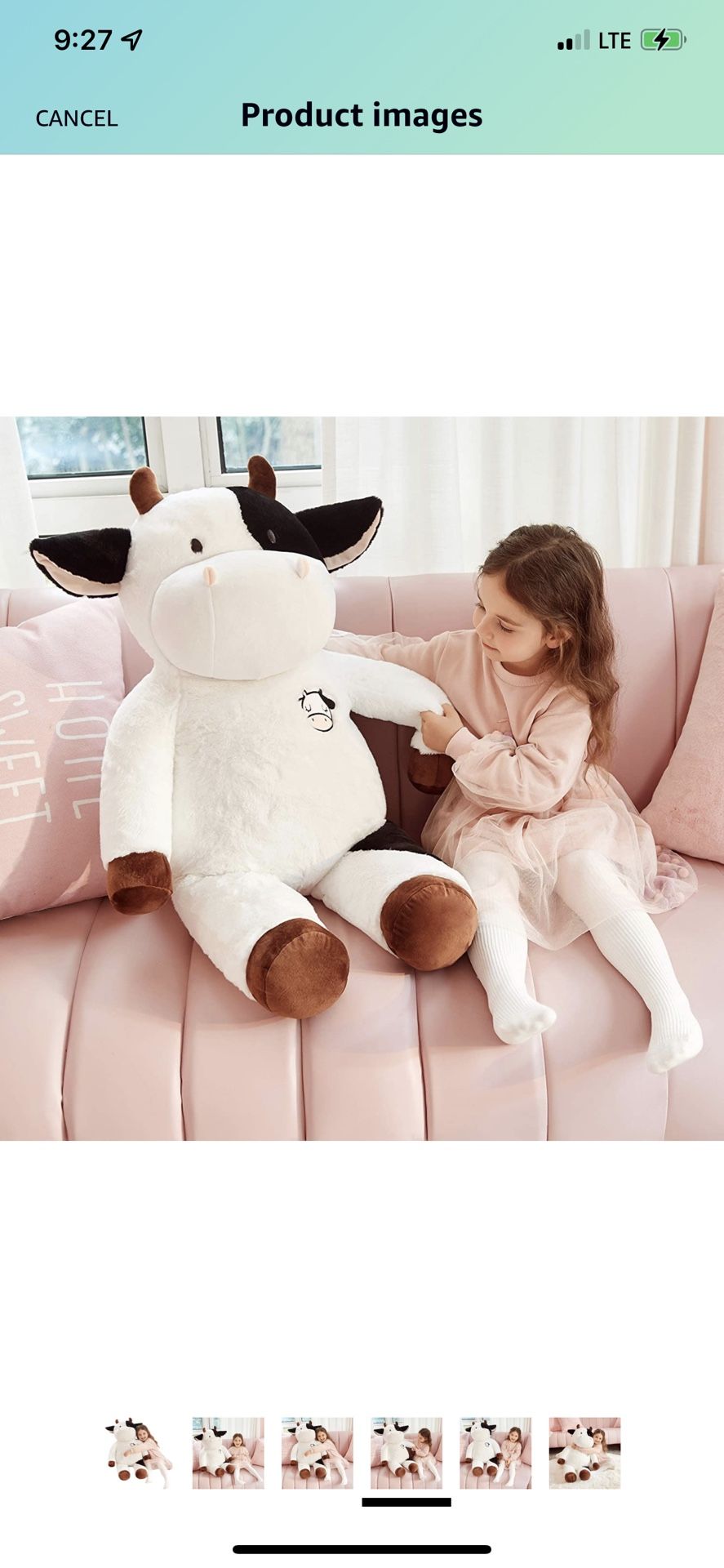 IKASA Giant Cow Stuffed Animal Jumbo Cow Plush Toy (White, 30 inches，brand new）