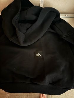 ALO CROP ZIP UP HOODIE•BLK
