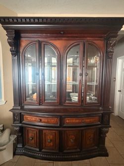 Large Traditional Wood China Cabinet