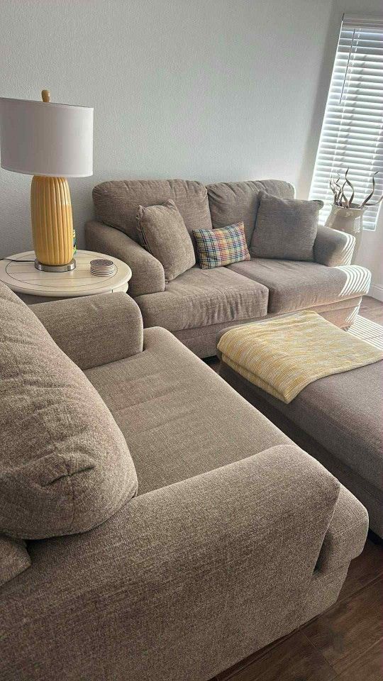 Love Seat, Chair, Ottoman, And End Table.
