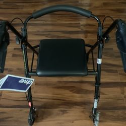 New Drive Medical Foldable Rollator Walker w/ Seat Up To 300lbs