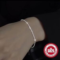 Elegant Shimmer: Sterling Silver Sand Glisten Anklet/bracelet"